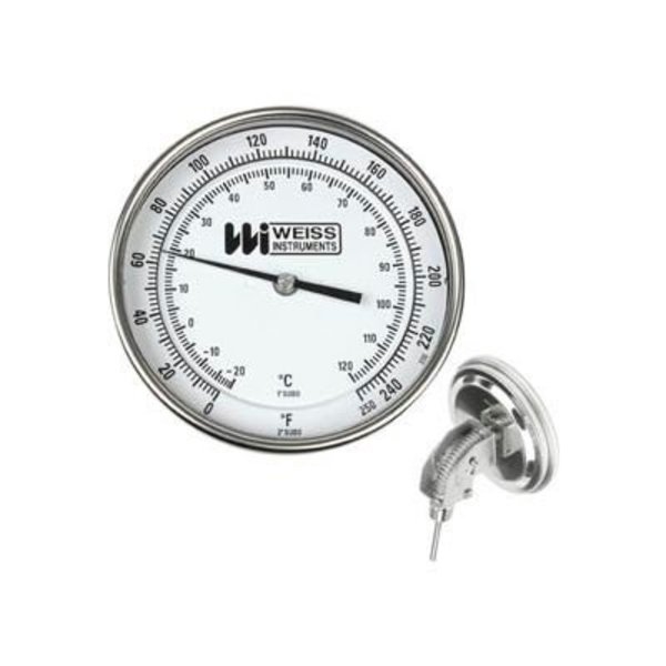 Weiss Instruments. 5in dial, 4in stem, 1/2in NPT, adjustable 0-250F 5VBM4-250